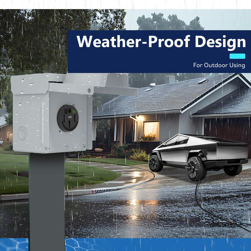 LIDER Extra Heavy Duty Weather-Resistant Flush Receptacle, Electric Vehicle Charging, EV Charger, 3-Pole, 4-Wire, NEMA 14-50R, 50AMP, 125/250VAC, UL Listed, Black