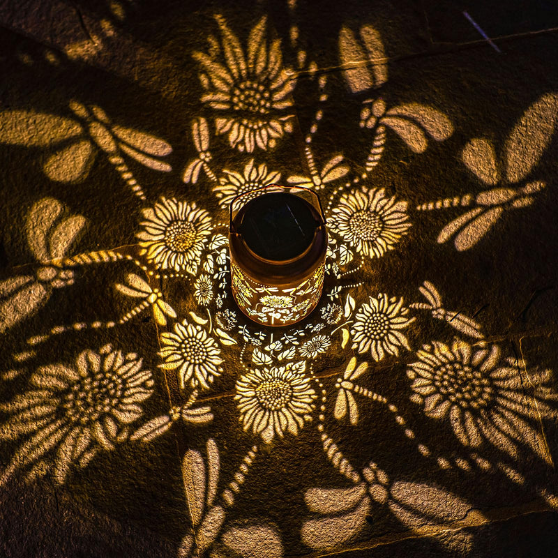 Solar Lanterns Dragonfly Lights Outdoor Decor Hanging Lantern Waterproof Metal LED Sunflower Light Decorative Garden,Yard,Patio,Lawn,Christmas Gifts for Women Mon Grandma 1pack Sunflower