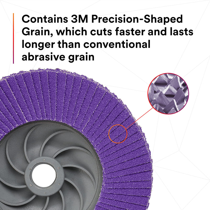 3M Flap Disc 769F, Type 27 Quick Change, 80+, 4-1/2 in x 5/8-11, High Performance Abrasive, Ceramic Precision-Shaped Grain Grinding and Finishing Disc, Carbon Steel, Stainless Steel 4.5 in x 5/8 in-11 T27 Quick Change, 80+