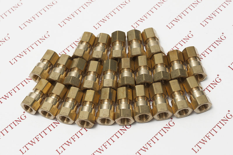LTWFITTING Brass 1/4 OD x 1/8 Female NPT Compression Connector Fitting(Pack of 25) 1/4" OD x 1/8" Female NPT