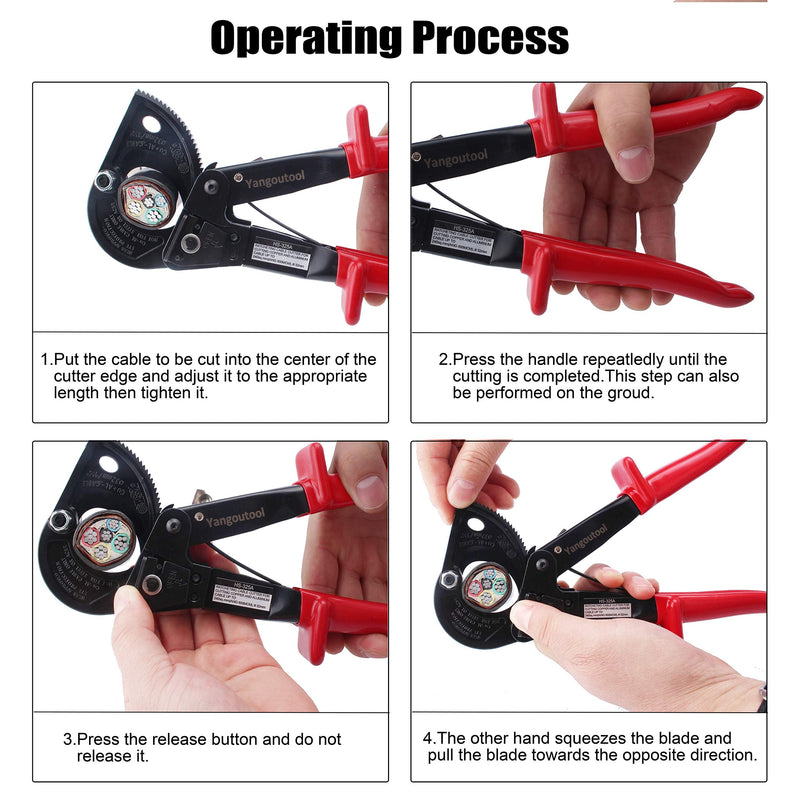 Yangoutool Ratchet Cable Wire Cutter and Heavy Duty Aluminum Copper Ratchet Cable Cutter for Cutting Electrical Wire Up to 240mm² Cutter Pliers 325A