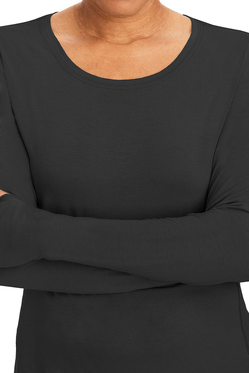 Healing Hands Mackenzie Women's Underscrub, Long Sleeve Tee with Thumbholes, Modern Fit Fabric Blend 5051 X-Large Black