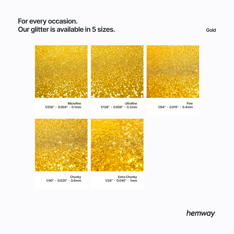 Hemway Glitter Paint Additive Crystals for Acrylic Emulsion Paint, Interior & Exterior Walls, Wood, Varnish, Matt, Gloss, Furniture 100g / 3.5oz - Microfine (1/256" 0.004" 0.1mm) - Gold