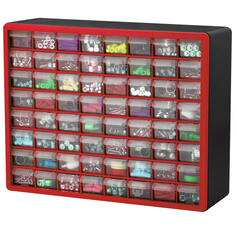Akro-Mils 10164, 64 Drawer Hardware and Craft Storage Cabinet Bundle | Akro-Mils 40716 Width Dividers (16-Pack)