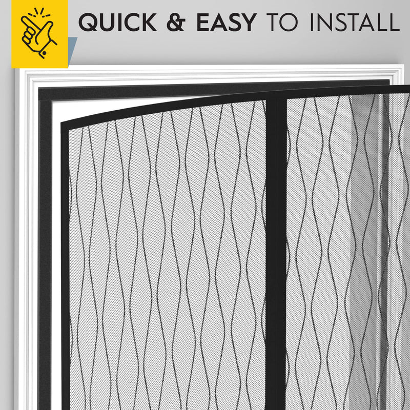 AUGO Magnetic Fiberglass Design Screen Door - Self Sealing, Heavy Duty, Hands Free Mesh Partition Keeps Bugs Out - Door Screen Magnetic Closure - Patent Pending Keep Open Feature - 38 Inch x 83 Inch Fiberglass Designed 38" x 83"