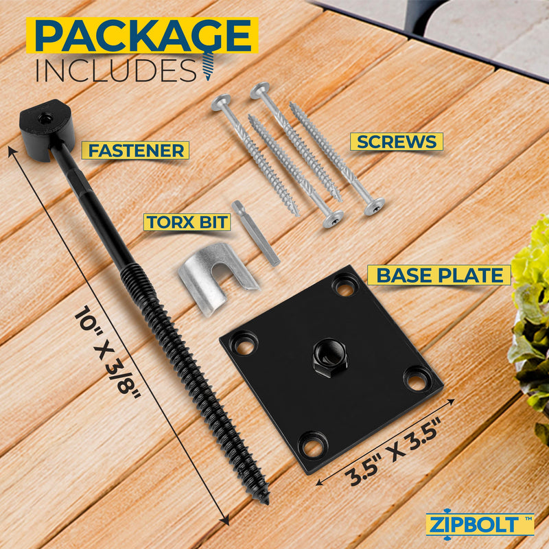 Zipbolt 17.800 XT Exterior Newel Post Anchor - for Anchoring Surface Mount Exterior Posts to Decking, Patios, and Verandas - Durable Strength 4x4 Post Base (Actual 3.5x3.5)
