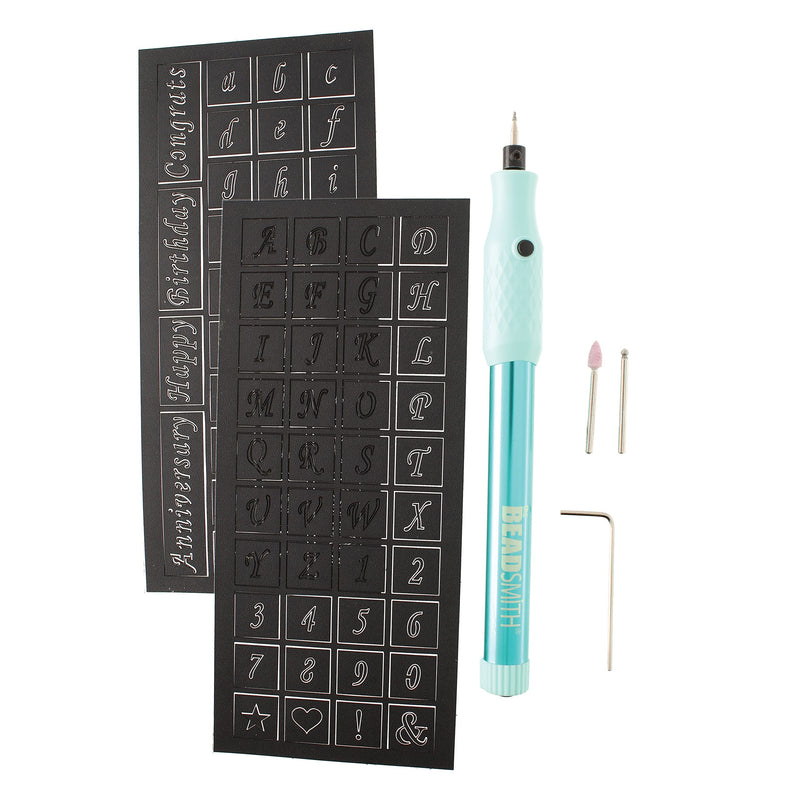 The Beadsmith Basic Elements Engraver – 3 Tips, Allen Key and Stencils – Battery Operated – Cordless Tool for Engraving, Sanding and Polishing on Wood, Glass and Metal