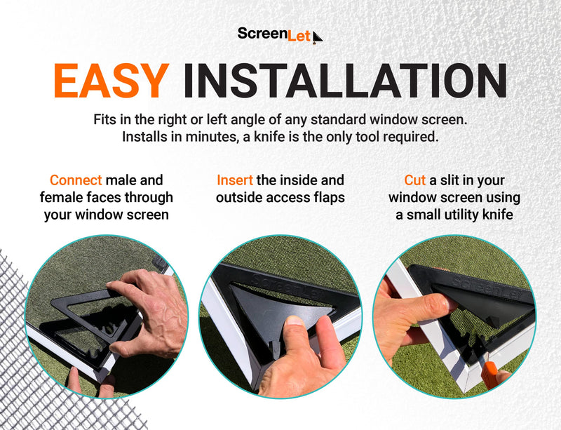 Window Screen Pass Through Attachment - Bring Inside Power Outside, Easily - Fits on Any Standard Window Screen - Ideal for Holiday Lights, Landscaping Equipment, RVs and Boat Houses - Black 1