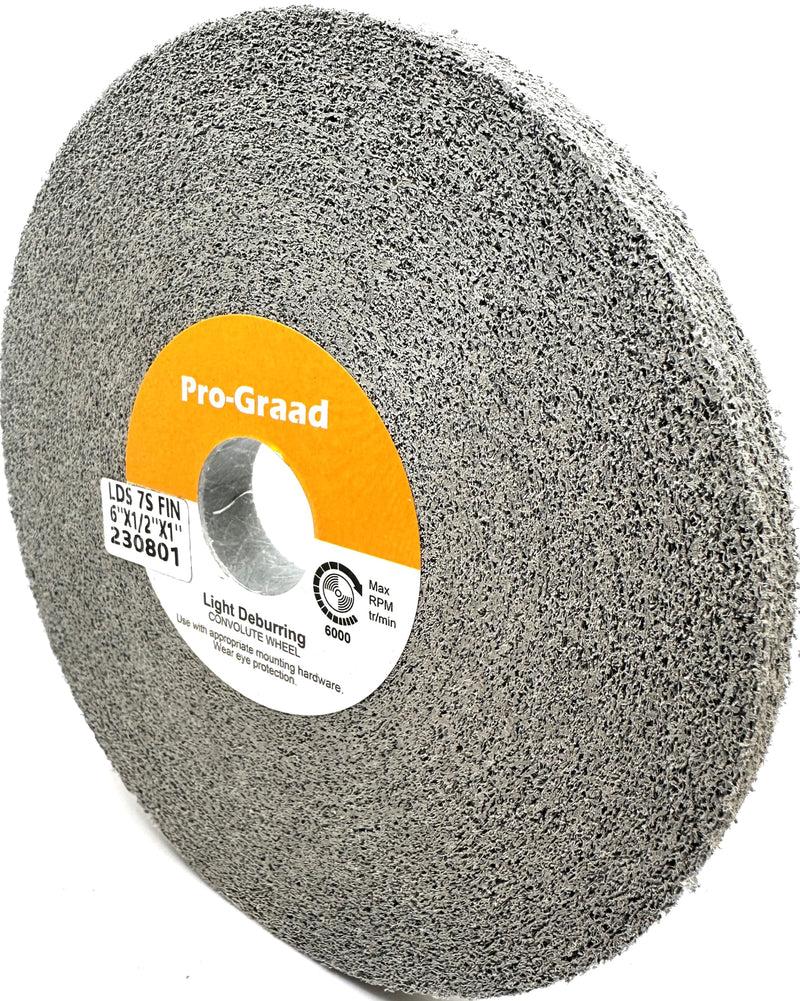 Light Deburring Wheel - 6" x 1/2" x 1" 7S Fine Grit - Silicon Carbide – Light Deburring, Finishing and Polishing Wheel – 01662 - Convolute - (1 Pack)