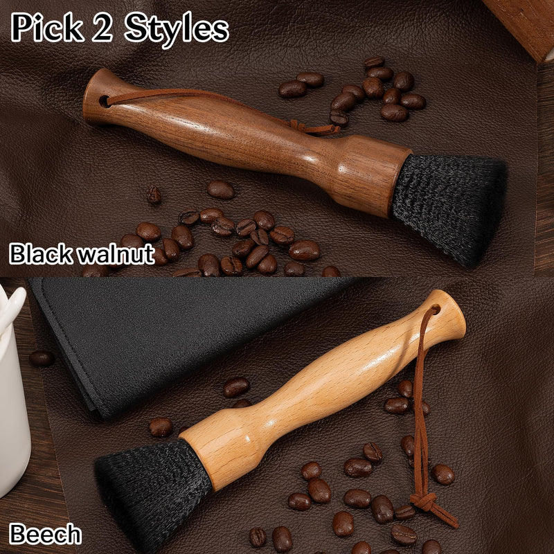 Belongtous Coffee Grinder Cleaning Brush, Fluffy & Soft Bristles Coffee Brush and Walnut Wood Handle, Espresso Machine Brush Cleaner Tool for Barista Home Kitchen Black