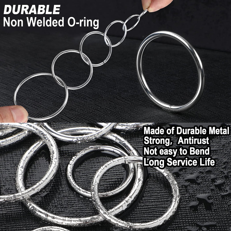 90Pcs 6 Sizes Silver Metal O Rings Multi-Purpose Heavy Duty Round Ring for Hardware Bags Belts Dog Leashes Hanging Basket DIY Craft Supplies 0.59in,0.78in,0.98in,1.25in,1.49in,1.96in
