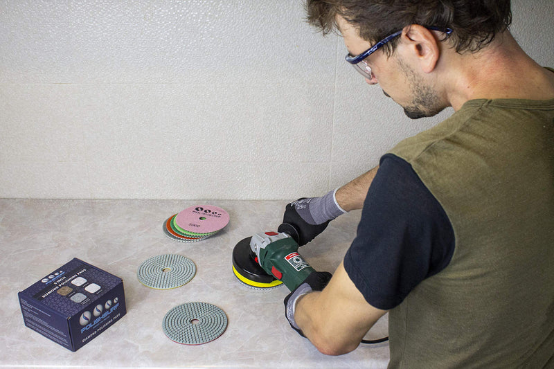 Diamond Polishing Pads 5 Inch Wet Dry Set 8 Pieces for Marble Quartz Stone Countertop Granite Concrete Polishing
