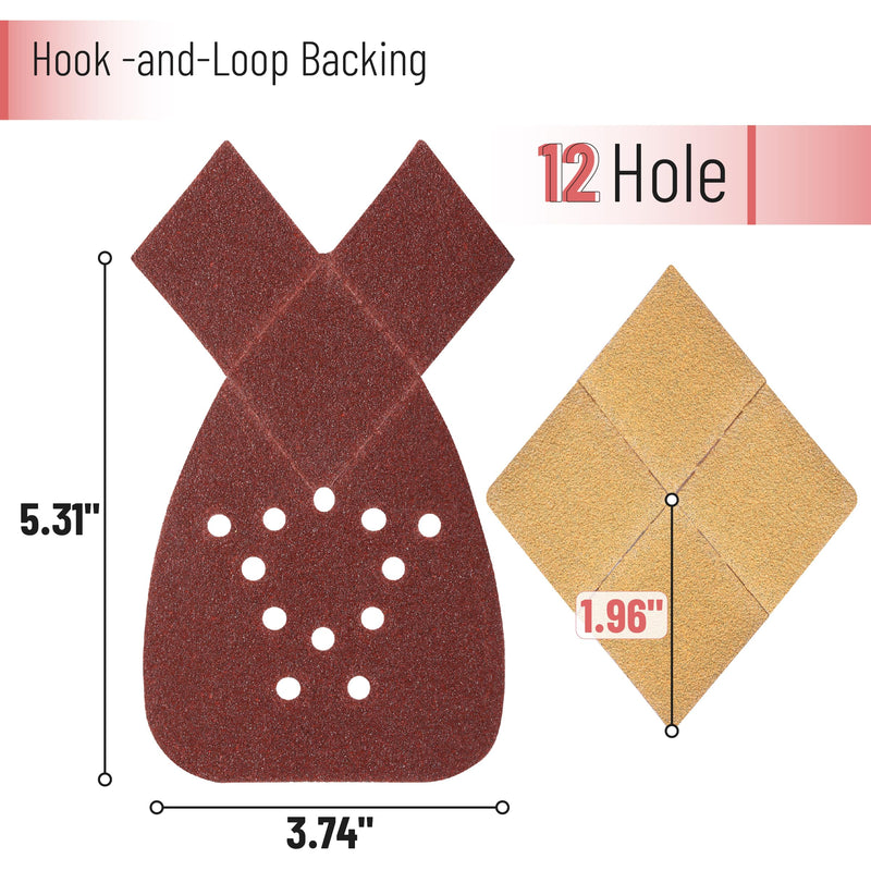 Bates- Mouse Detail Sander Sandpaper, 50 pcs, 60/80/120/150/240 Grits with Extra 3 Tips, Red Sanding Pads, Mouse Sandpaper Assortment, Mouse Sander Sandpaper, Black and Decker Mouse Sanding Pads 50 pcs, 60-240 Grits Red with Extra 3 Tips
