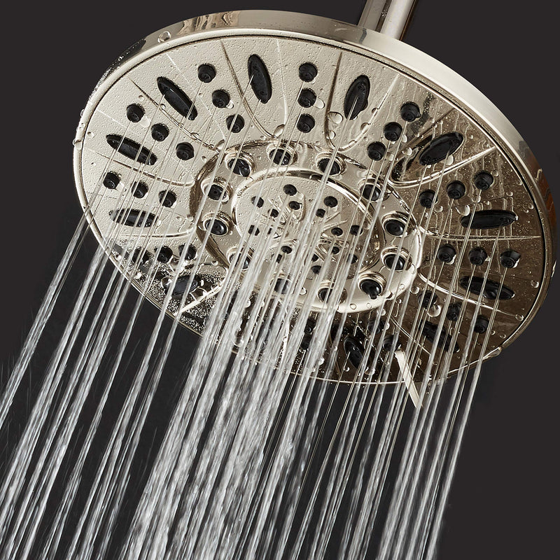 AquaDance Brushed Nickel High Pressure 6-Setting 7" Rain Shower Head – Angle Adjustable, Anti-Clog Showerhead Jets, Tool-Free Installation-USA Standard Certified-Top U.S. Brand – 1.8 GPM 1.8 Gallons Per Minute