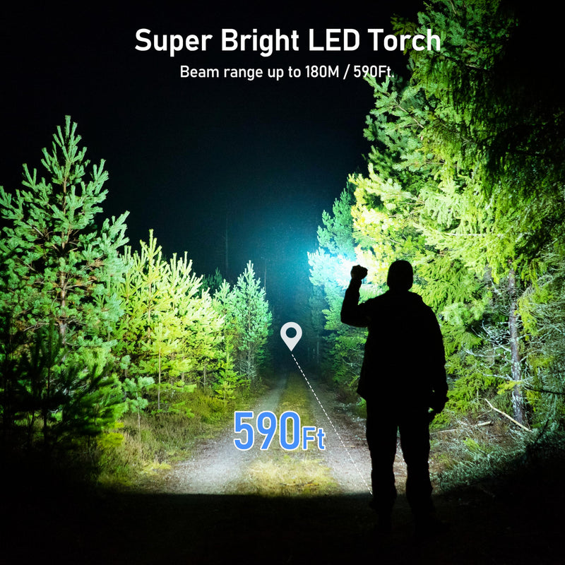 Blukar Flashlight Rechargeable, 2000L High Lumens Flashlight, Super Bright Small LED Flash Light- Zoomable, Adjustable Brightness, Long Lasting for Camping, Outdoors and Home Emergency Black 1 Pack