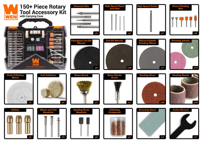 WEN Lithium-Ion Rotary Tool Bundle with Accessories (23072 + 230151A)