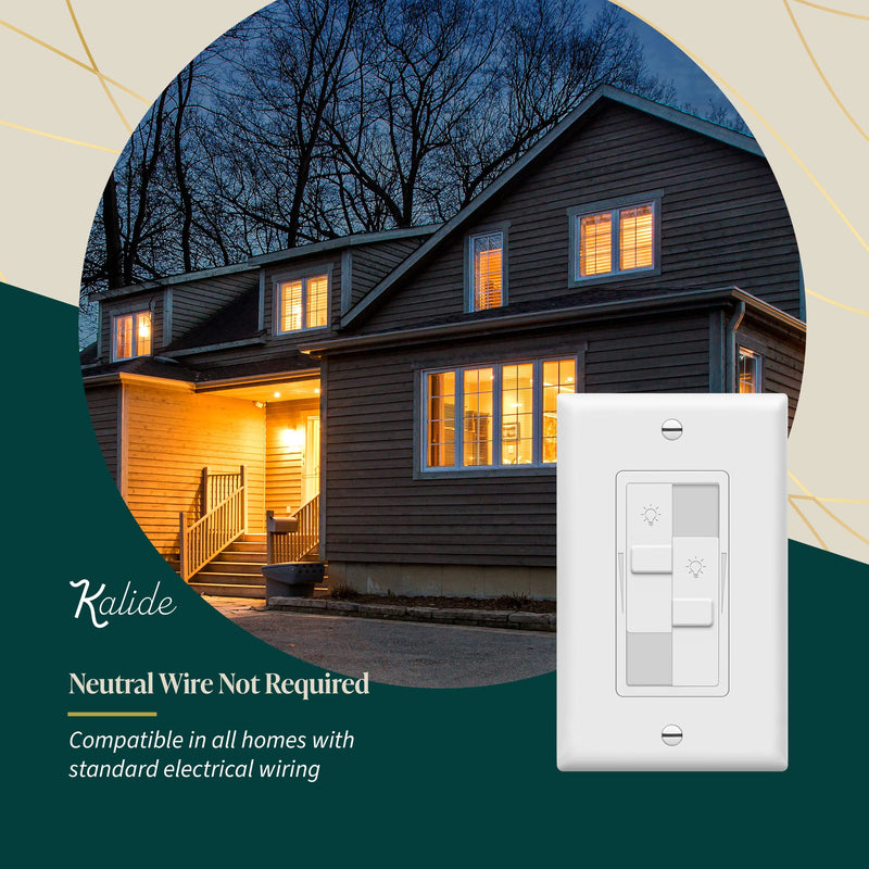 TOPGREENER Kalide Dual Load Dimmer Light Switch, Double LED Dimmer Switch, Full Range Dimming, Single Pole, 120VAC, 60Hz, 200W LED/CFL, Neutral Wire Not Required, TGDDS-W, White 1 Pack