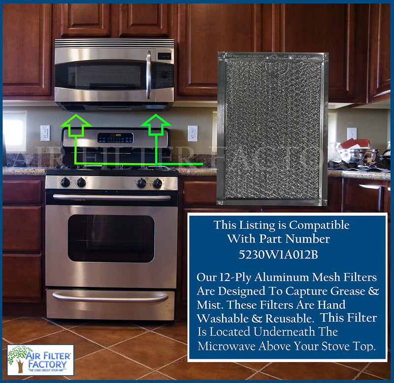 Microwave Oven Replacement For LG 5230W1A012B 12-Layer Aluminum Mesh Grease Filters 2-Pack