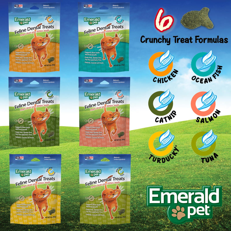 Feline Dental Treats — Tasty and Crunchy Cat Dental Treats Grain Free — Natural Dental Treats to Clean Cat Teeth, Freshen Cat Breath, and Reduce Plaque and Tartar Buildup — Tuna Treats, 3 oz - PawsPlanet Australia