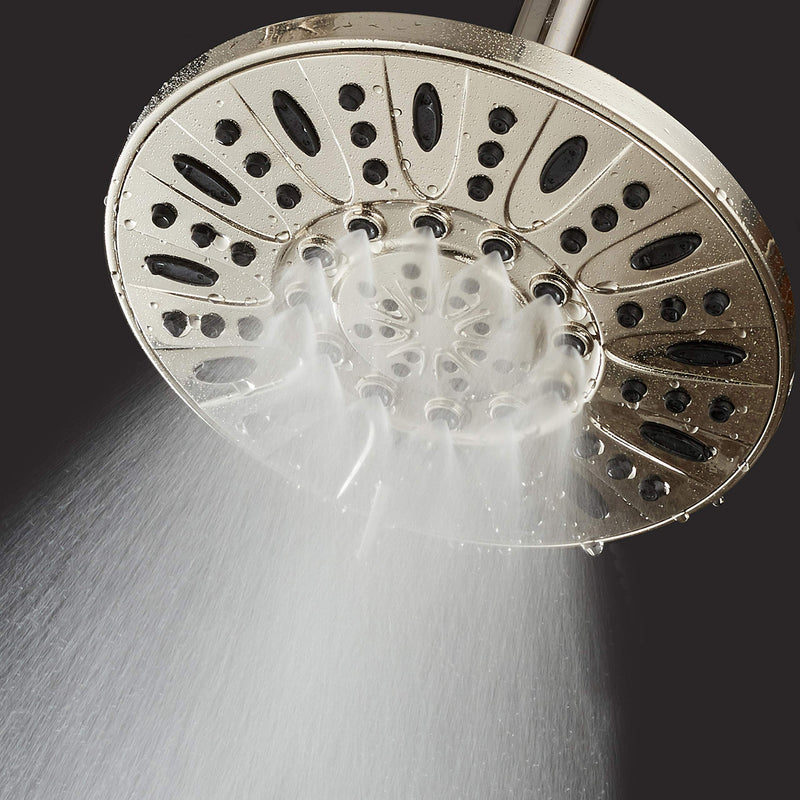 AquaDance Brushed Nickel High Pressure 6-Setting 7" Rain Shower Head – Angle Adjustable, Anti-Clog Showerhead Jets, Tool-Free Installation-USA Standard Certified-Top U.S. Brand – 1.8 GPM 1.8 Gallons Per Minute