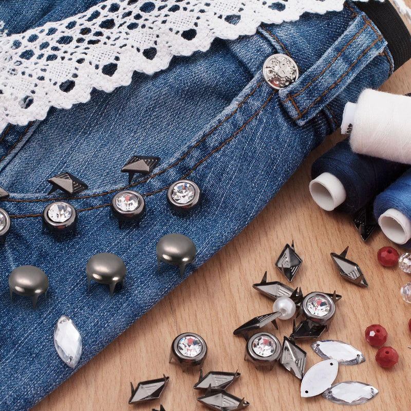 uxcell 160Pcs Silver Round Dome Rivets, 10mm Brass Spike Studs Spots Punk Rock Nailheads Claw Beads for DIY Clothes Belt Bag Shoes Bracelet Leather Craft