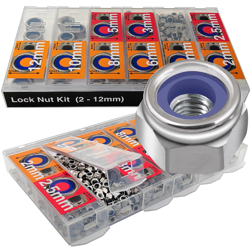 EEEEE Lock Nuts Assortment 524 pcs Stainless Steel 304 Metric locknut Nylon Insert Hardware nut Lock Metric nylock nut Secure nut Steel nut Lock Nylon Bolts Nuts (Metric 524pcs) Metric 524pcs