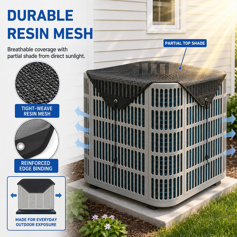 Airflow Lift Central Air Conditioner Cover for Outside 36x36 Mesh Black+Stand 36''x36''