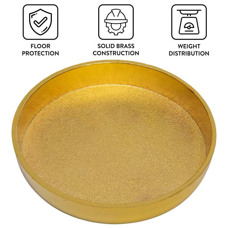 ANDUSTRIAL - Polished Brass Caster Cup - to Protect Expensive Rugs, Carpets, from Indentations - for Grand Piano, Steel Safe, Heavy Furniture, Chair, Sofa, Table - 3" Solid Brass with Felt Pad - 1 Pc 3" Brass Caster Cup
