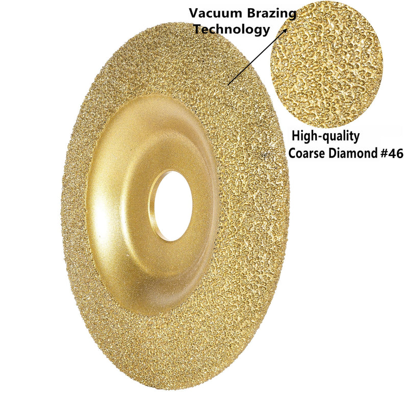 ILOVETOOL 5 Inch Diamond Grinding Cup Wheel 46 Grit Coarse | Vacuum Brazed Convex Gold Anti Rust Coating Fits 7/8 Arbor Angle Grinder 125mm (5 inch)