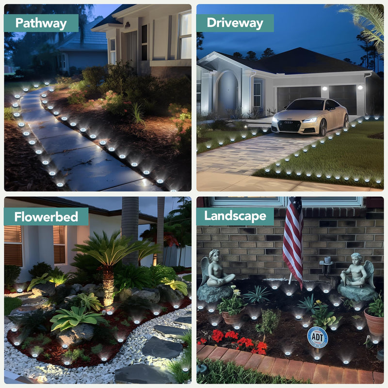 SOLPEX Mini Solar Ground Lights, 20 Pack Solar Lights Outdoor Waterproof, Pathway Lights Solar Powered, Solar Garden Lights, Landscape Lighting for Yard Driveway Walkway (Cool White) Cool White