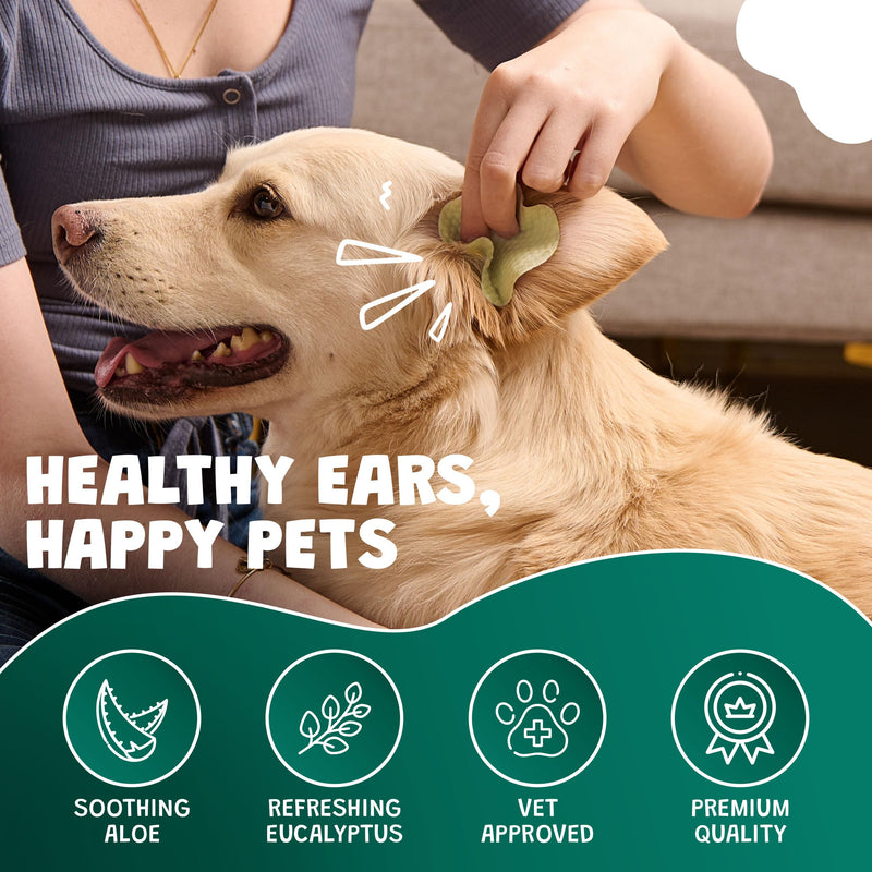 Dog Ear Wipes for Dogs | Extra Thick with Aloe Vera & Eucalyptus | 125 Count | Hypoallergenic Ear Cleaner for Dogs with Pearl Texture for Deeper Clean | Scrubby Pet Aloe Vera + Eucalyptus - PawsPlanet Australia