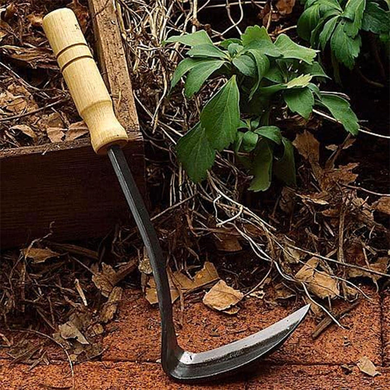 Kings County Tools Japanese Made Weeding Sickle Tool | Nejiri Kama | Razor Sharp 4" Drop Forged Steel Blade | Designed for Strength, Durability, and Quick Weed Removal | 7" Overall Length