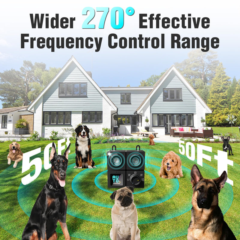 Anti Barking Device for Dogs, Ultrasonic Dog Bark Deterrent Devices with 4 Modes Up to 50ft (270°), Dog Barking Deterrent Devices, Bark Box, Barking Control Devices for Dog Training in Outdoor/Indoor Black