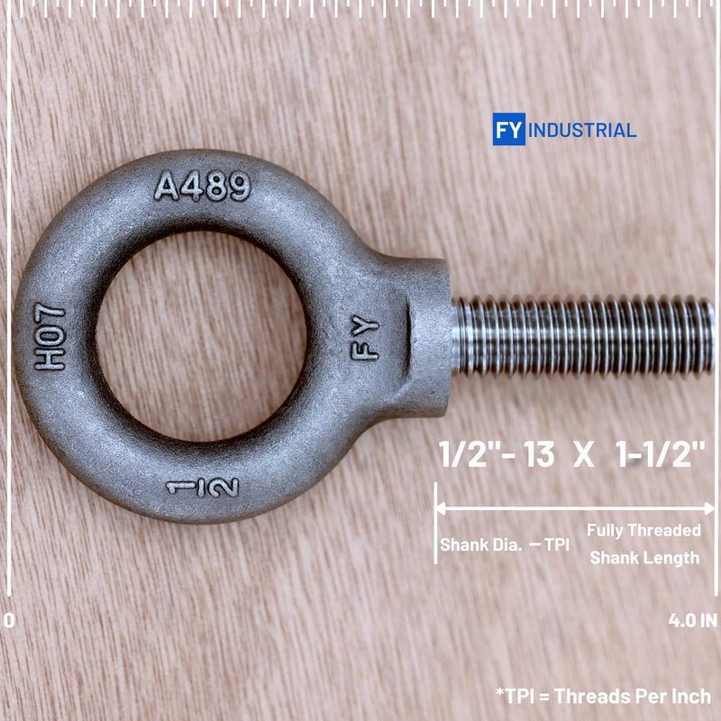 3 Pcs Lifting Shoulder Eye Bolts 1/2"-13 X 1-1/2" 1/2"-13 X 1-1/2" Self Colored 3