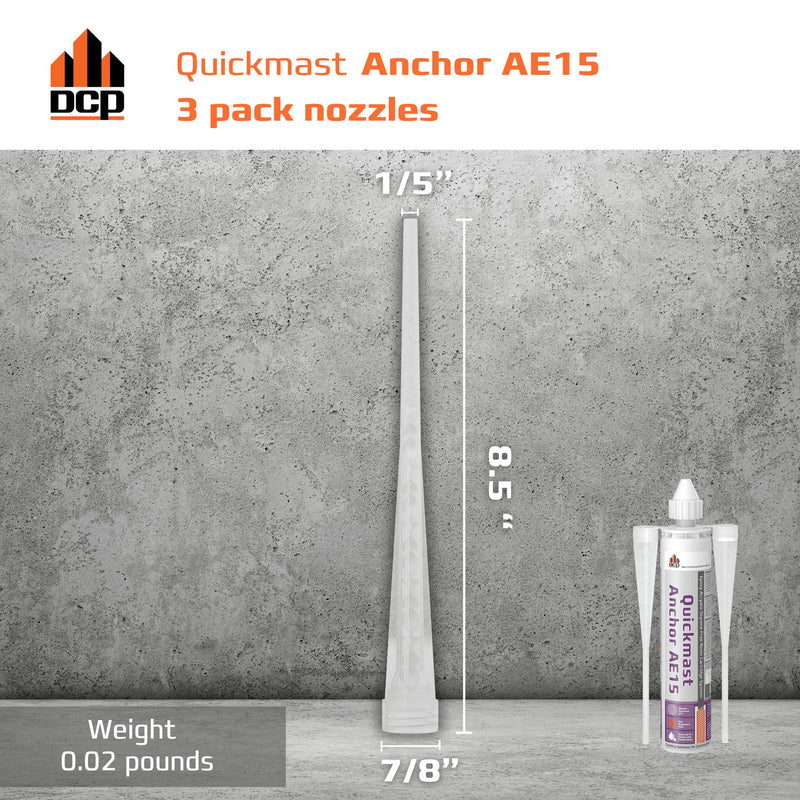 DCP Quickmast AE15 High-Strength Concrete Epoxy Anchoring System for Rebar & Threaded Rods with 3-Pack Replacement Nozzles