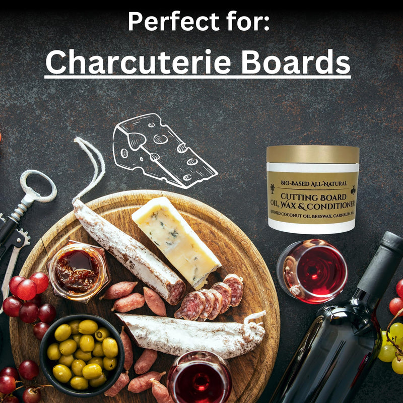 Wood Cutting Board Oil, Wax, and Conditioner. A Food-Grade Mineral Oil Alternative. Refined Coconut Oil (MCT), Beeswax, and Carnauba Wax. The Perfect Blend For Cutting Boards and Butcher Blocks. 5oz. 5.7 Ounce (Pack of 1)
