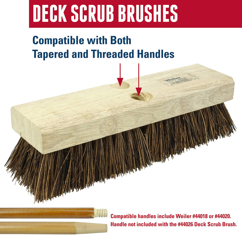 Weiler 44428 9" Block Size, 5 X 14 No. Of Rows, Wood Block, Palmyra Fill, Deck Scrub Brush 9"