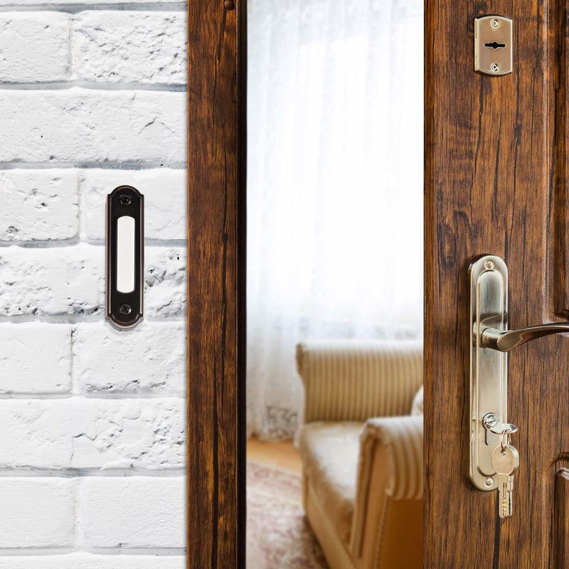 Newhouse Hardware LED Lighted Metal Door Chime Push Button (Oil-Rubbed Bronze) | Surface Mount Lighted Door Bell Button | Replacement Wired Doorbell Button for Most Door Bell Chimes Oil-Rubbed Bronze