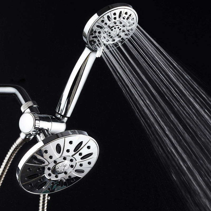 AquaDance 6" Premium High Pressure 3-way Rainfall Shower Combo Combines the Best of Both Worlds - Enjoy Luxurious Rain Showerhead and 6-setting Hand Held Shower Separately or Together! Chrome