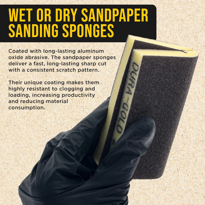 Dura-Gold Double-Sided Sanding Sponge Grit Variety Pack, Box of 20, Grits 80, 120, 180, 240, 320-4.7" x 3.9" Wet or Dry Flexible Softback Sandpaper Sponges, Hand Sanding Block Pad, Wood Metal Paint - NewNest Australia