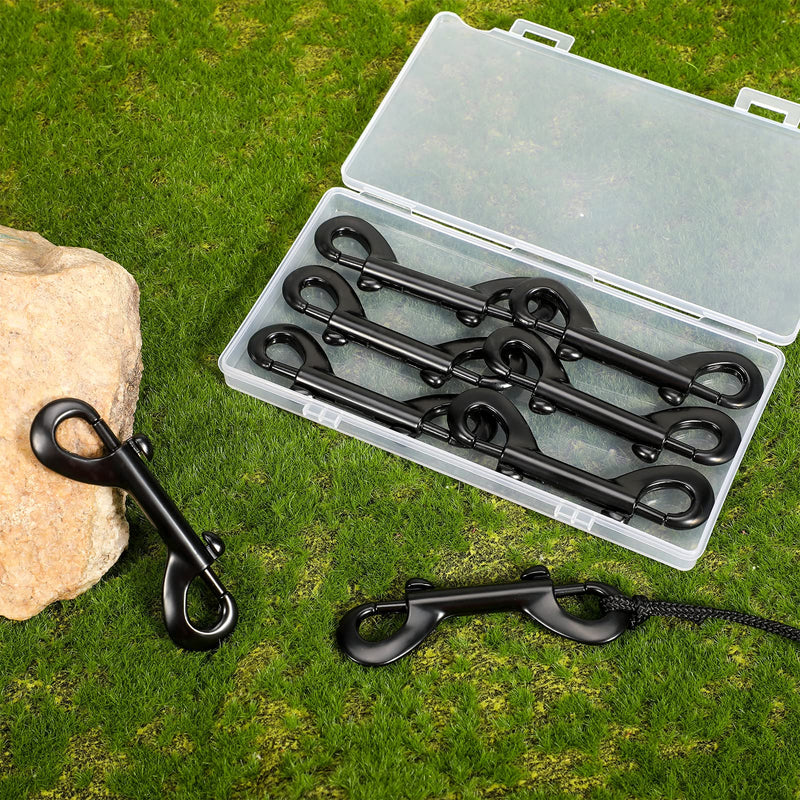 Double Ended Snap Hooks Bolt Snaps Heavy Zinc Alloy Multipurpose Double Sided Clips Chain Metal Clip Key Holder Black Snap Hooks for Water Bucket Dog Leash Feed Buckets (8 Pieces, 4.7 Inches) 8
