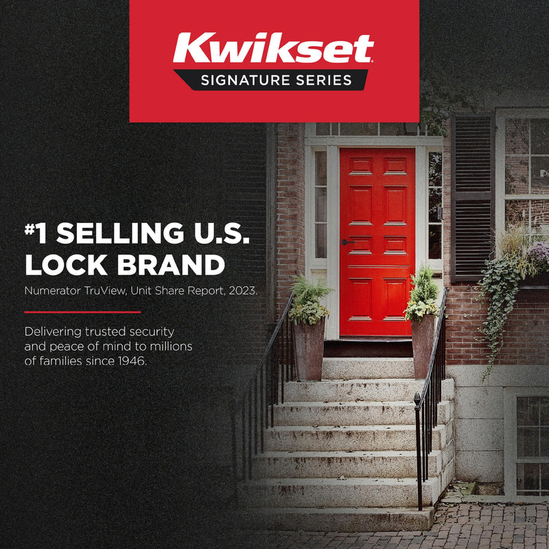 Kwikset Trafford Entry Door Handle with Lock and Key, Secure Keyed Reversible Lever Exterior, for Front Entrance and Bedrooms, Venetian Bronze, Pick Resistant Smartkey Rekey Security and Microban Keyed Entry