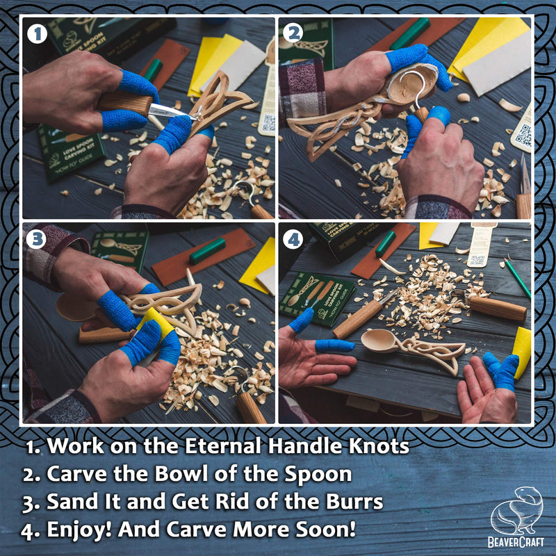 BeaverCraft, Wood Whittling Kit for Beginners DIY04 - Spoon Carving Kit - Wood Carving Whittling Hobby Kit for Adults and Teens - Wood Carving Hook Knife - Woodworking Tools - Spoon Carving Tools