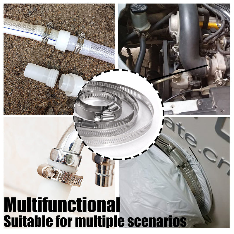 Hose Clamps Stainless Steel 304 Kit DIY, Cut-To-Fit 8FT Metal Strap + 6 Fasteners, Adjustable Worm Gear Hose Clamps, abrazaderas para mangueras for Pipe/Duct/Tube