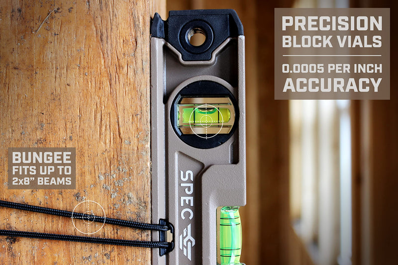 Spec Ops Tools 10" Magnetic Torpedo Level, Tourniquet Attachment System, 33% Larger Block Vials, Aluminum, 3% Donated to Veterans 10"