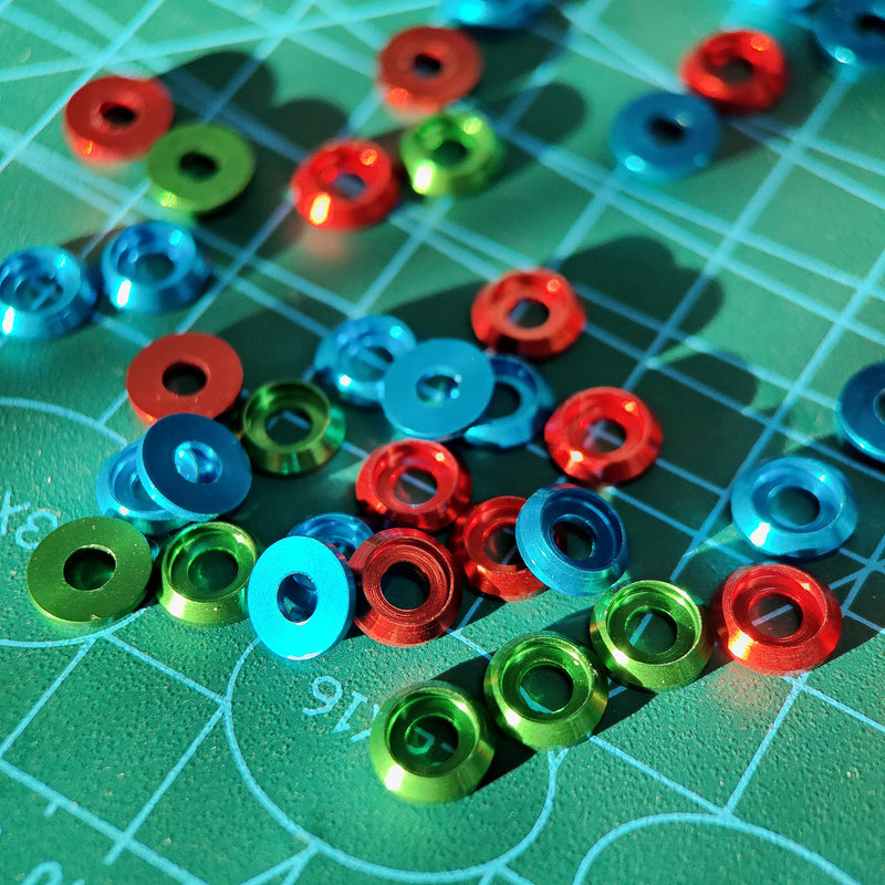 [60PCS] M3 Counterbore Washers Color Purple, Anodized Aluminum Alloy, Head Washers Gaskets Cup Shim for Screw RC/FPV/PC/Drone/Toys/Mechanical Accessories Parts