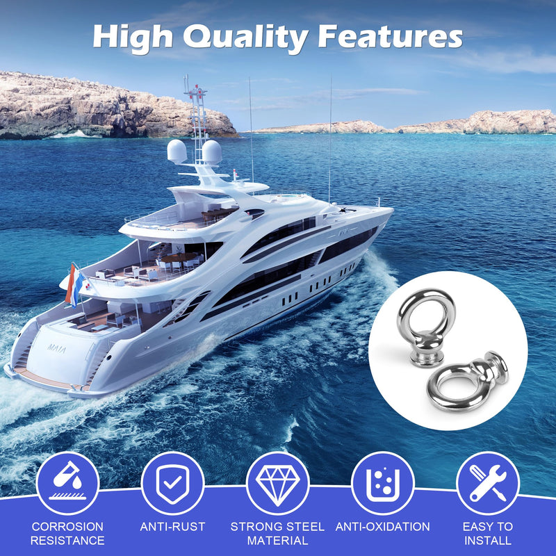 4 PCS Boat Fender Bumper Hanging Holder Locks Stainless Steel Boat Fender Eye Quick Release Bumper Clips Fit for 0.38-0.42 Inch