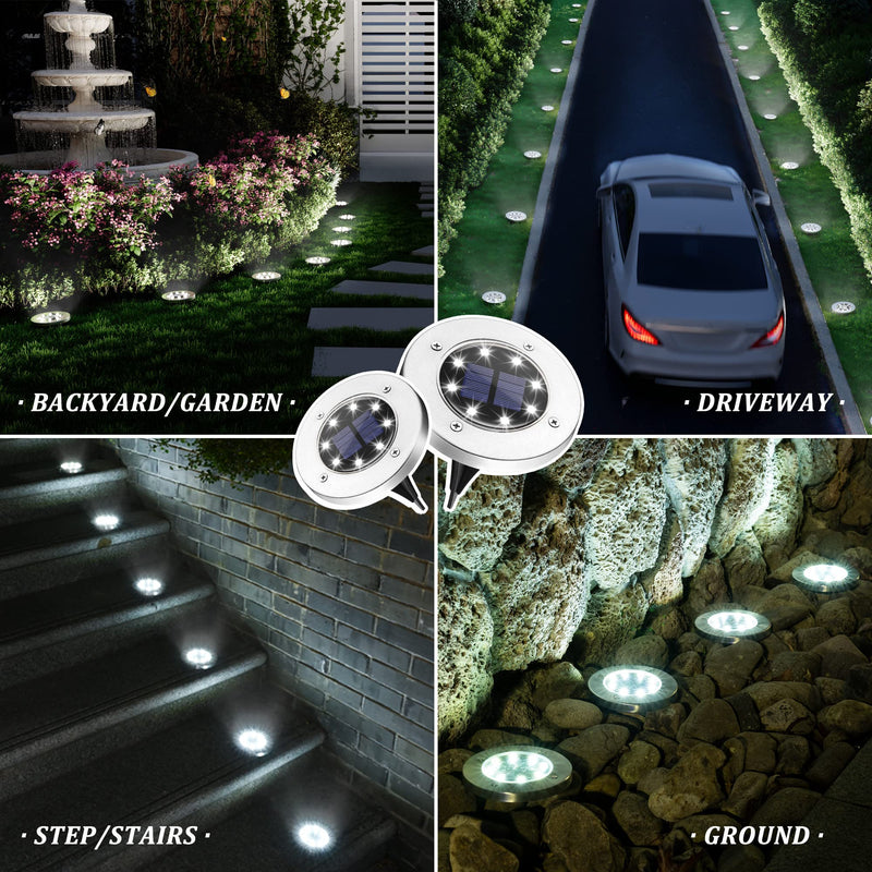 SOLPEX Solar Lights Outdoor Waterproof, 12 Pack Solar Ground Lights, Solar Garden Lights Landscape Lighting for Pathway Driveway Patio Backyard Walkway (Cool White) Cool White