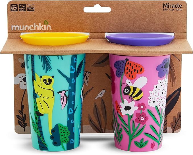 munchkin FDMU17345 Munchkin Miracle Cup Wild Lab Set of 2 / Bee & Sloth - NewNest Australia