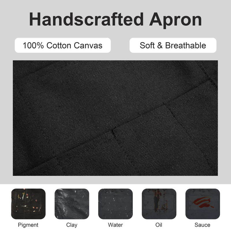 MyLifeUNIT Artist Apron, Adjustable Painting Apron with 10 Pockets for Arts and Craft, Black Canvas Pottery Apron for Women Men